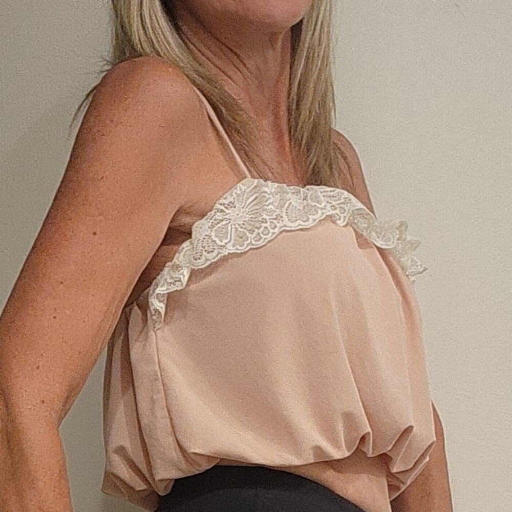 Blush Lace Trim Crop Top | Divided by H&M | Size XS